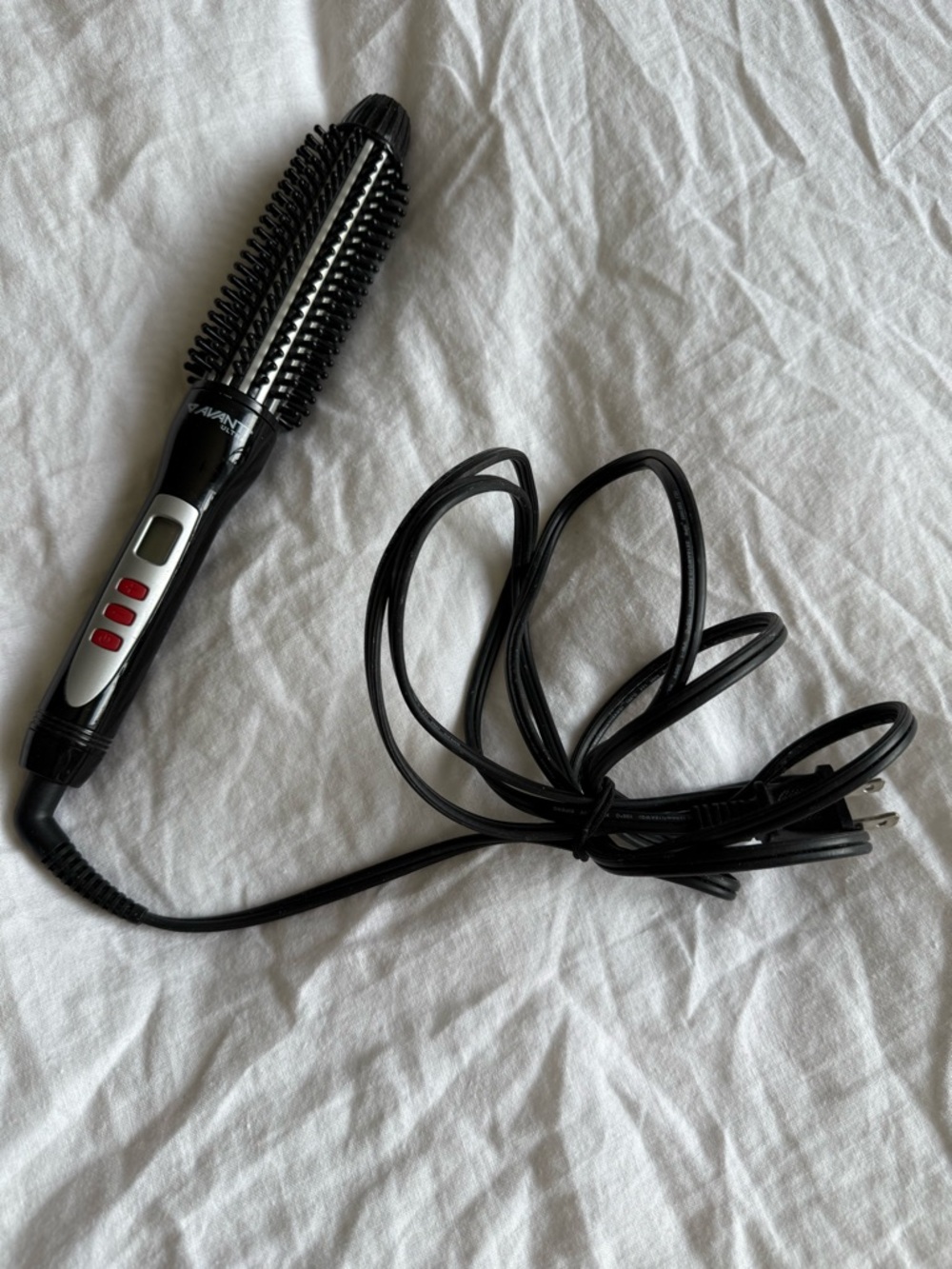 Avanti Black Hot Air Styling Brush with Silver Accents and Red Controls